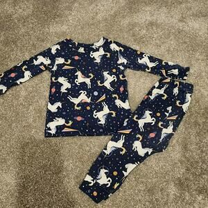 Gap Baby Girls Navy Unicorn Pajamas Sz 6-12M